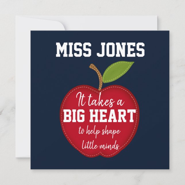 Teacher appreciation quote big heart card (Front)