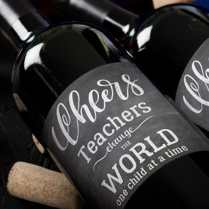 Teacher appreciation quote chalkboard wine label