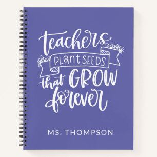 Teacher Appreciation Quote Personalised Purple Notebook