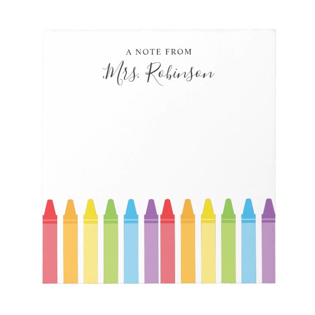  Teacher Appreciation Rainbow Crayon Notepad (Front)