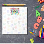 Teacher Appreciation Rainbow Pencils Personalised  Notepad<br><div class="desc">Teacher Appreciation Rainbow Pencils Personalised Notepad Great for your favourite teacher, principal, secretary, dean, or anyone else at school! This notepad is a great size, and fully customisable! The sturdy paper and simplistic yet cute design of rainbow coloured pencils with the teacher's name within them and a subtle handprint background...</div>