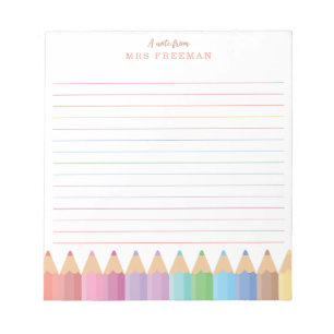 Teacher Appreciation Rainbow Personalised  Notepad
