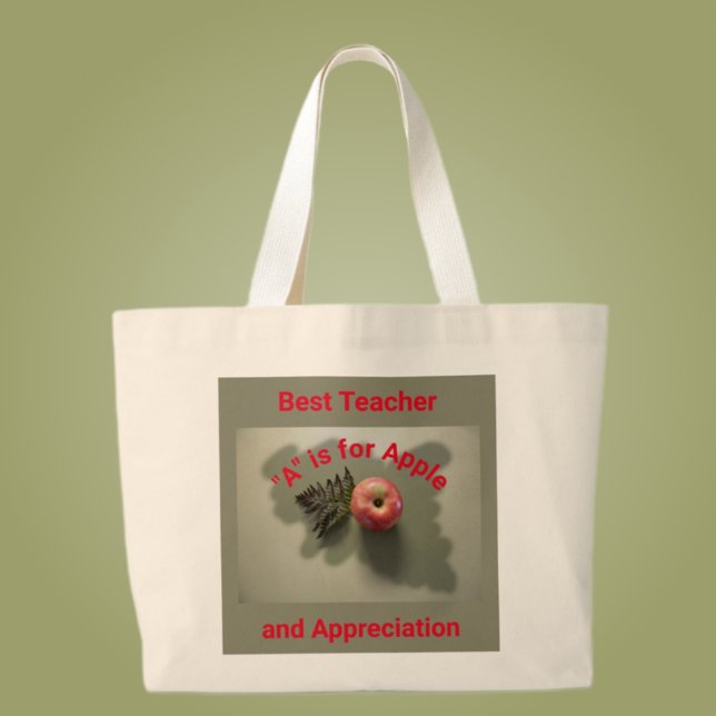 Teacher Appreciation Red Apple Large Tote Bag (Creator Uploaded)