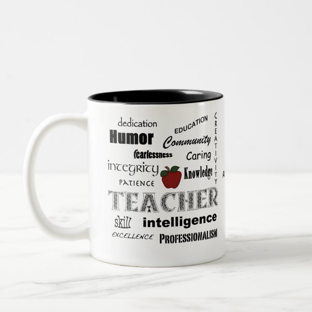Teacher Appreciation+Red Apple Two-Tone Coffee Mug (Left)