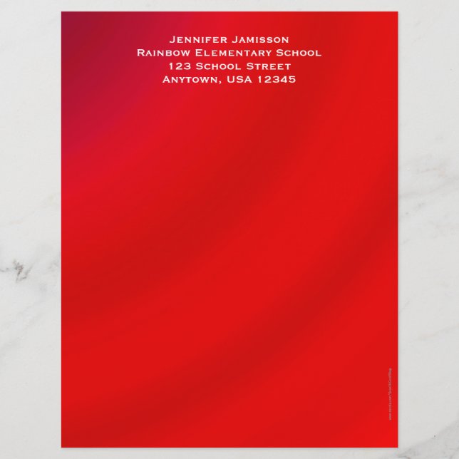 Teacher Appreciation, Red Gradient Personalised Letterhead Template (Front)