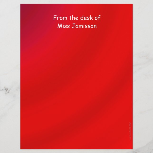 Teacher Appreciation Red Letterhead Stationery (Front)