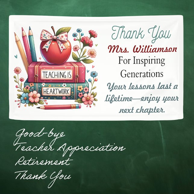 Teacher Appreciation Retirement Banner (Teacher Retirement, Good-Bye, Appreciation or Thank You Banner. Show your appreciation.  )
