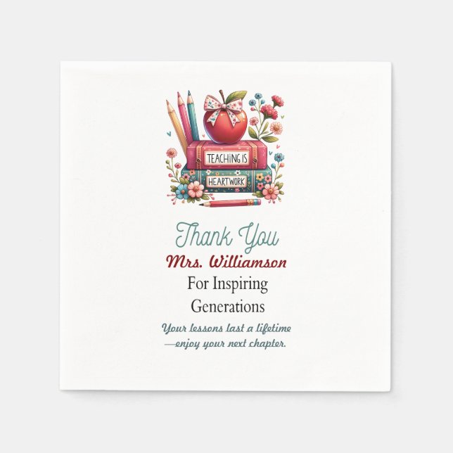 Teacher Appreciation Retirement Napkin (Front)