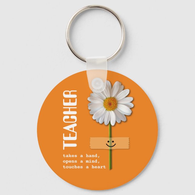 Teacher Appreciation Smiling Daisy Gift Keychains (Front)