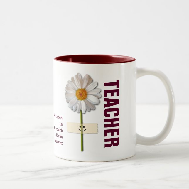 Teacher Appreciation Smiling Daisy Gift  Two-Tone Coffee Mug (Right)