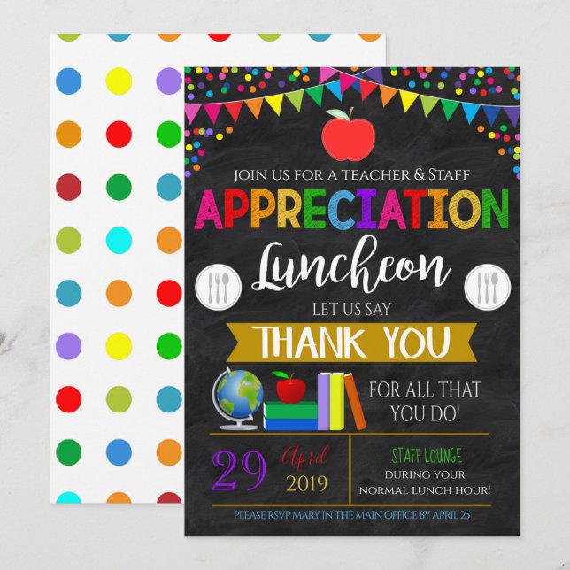 Teacher Appreciation Staff Invitation (Front/Back)