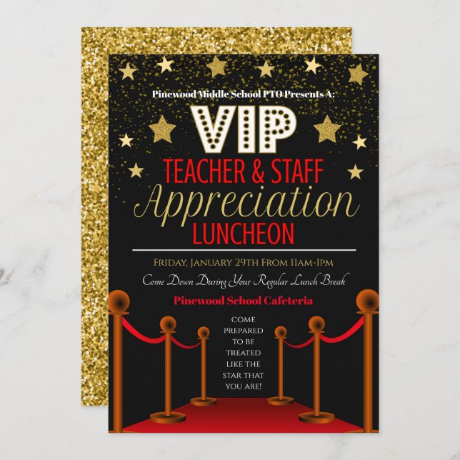 Teacher Appreciation Staff Invitation (Front/Back)
