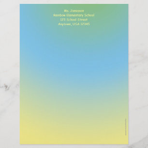 Teacher Appreciation Stationery, Blue and Yellow  Custom Letterhead