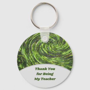 Teacher Appreciation Swirl Green Spiral Thank You Key Ring