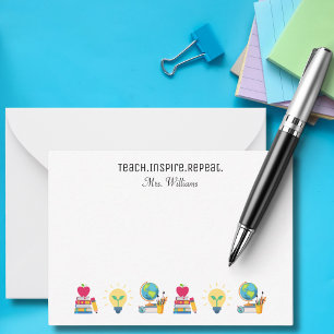 Teacher Appreciation Teach Inspire Repeat School  Card
