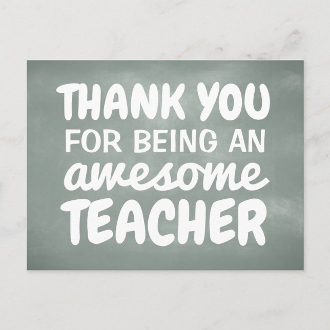 Teacher appreciation thank you chalkboard postcard (Front)