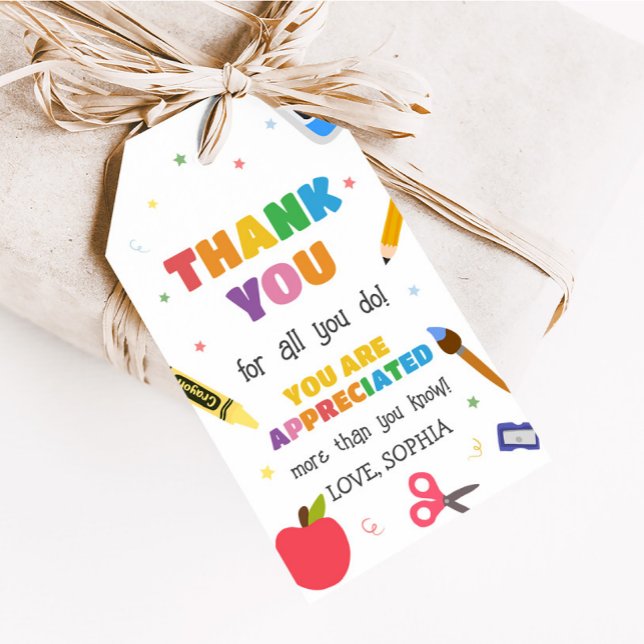 Teacher Appreciation Thank You Favour Tags (Teacher Appreciation Thank You Round Favor Tags )