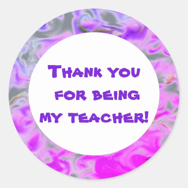 Teacher Appreciation Tie-Dye Pink Purple Thank You Classic Round Sticker (Front)