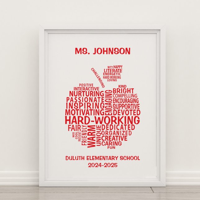 Teacher Appreciation Typography Apple Word Clo Poster (Creator Uploaded)