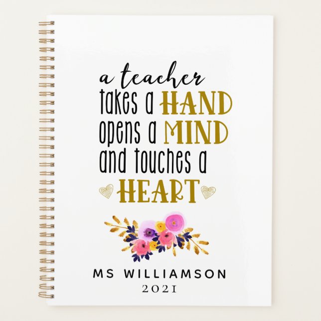 Teacher Appreciation Typography Personalised Planner (Front)