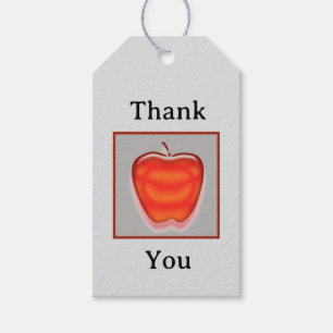 Teacher Appreciation Vibrant Red Apple Thank You Gift Tags