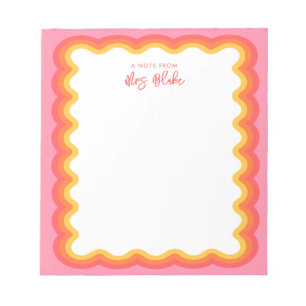 Teacher Appreciation Vibrant Whimsical Wavy Border Notepad