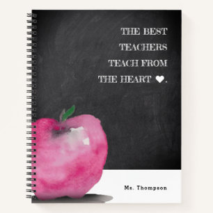 Teacher appreciation Watercolor Apple Custom Name Notebook