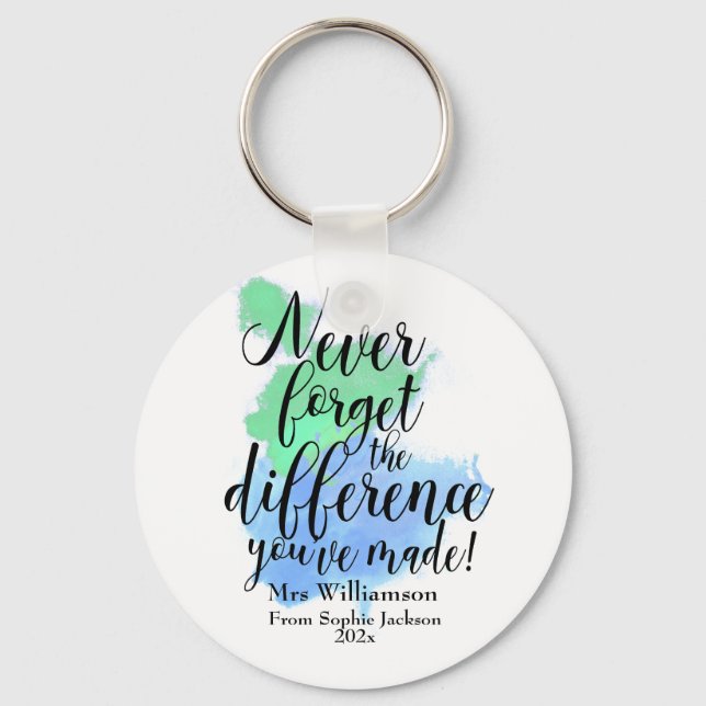  Teacher Appreciation Watercolor Quote Key Ring (Front)