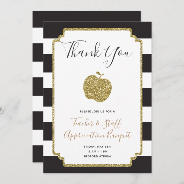 Teacher Appreciation Week Invitation School Apple (Front/Back)