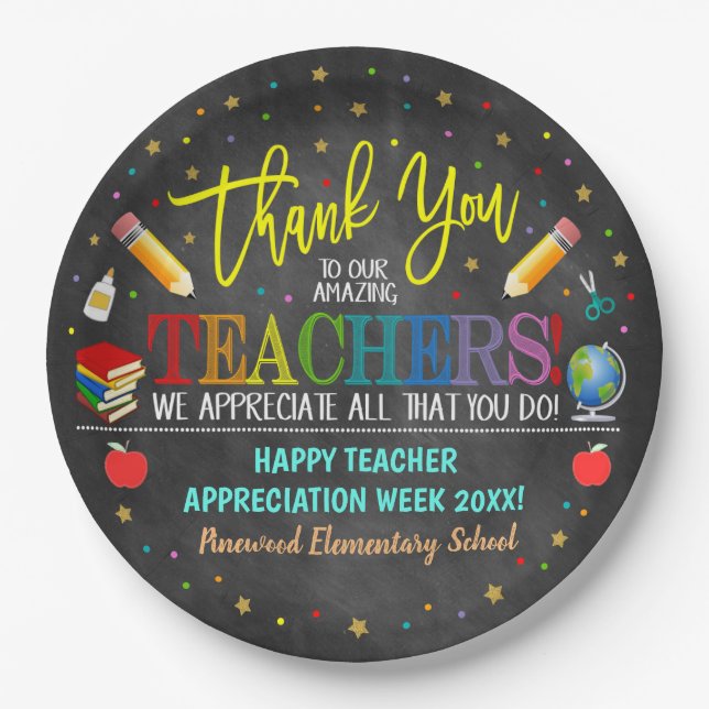 Teacher Appreciation Week Party Decor  Paper Plate (Front)
