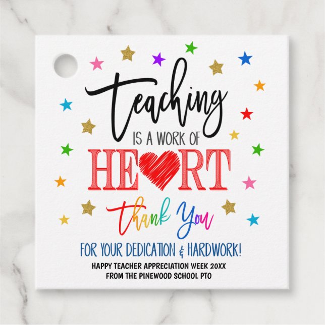 Teacher Appreciation Week Party  Favour Tags (Front)