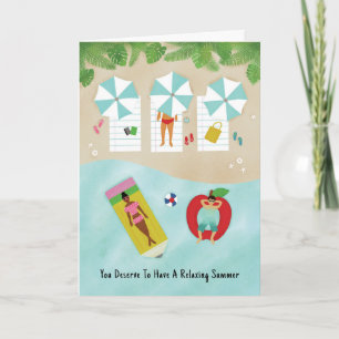 Teacher Appreciation Week Summer Beach Vacation Thank You Card