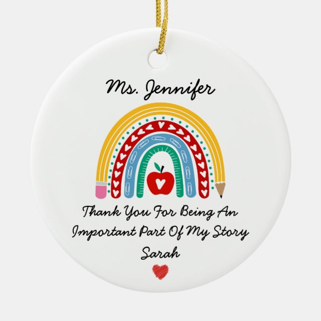 Teacher Appreciation With Thank You Message Custom Ceramic Tree Decoration (Front)