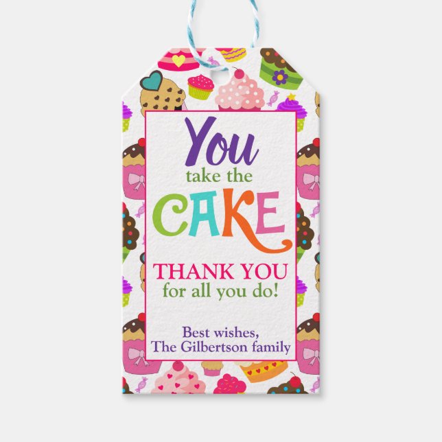  Teacher Appreciation You Take The Cake Gift Tags (Front)