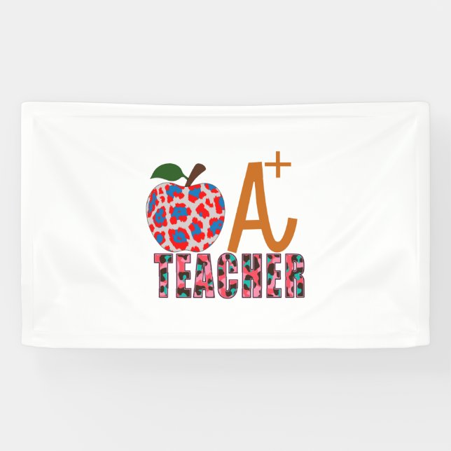 Teacher Art Apple A Plus Teacher Banner (Horizontal)