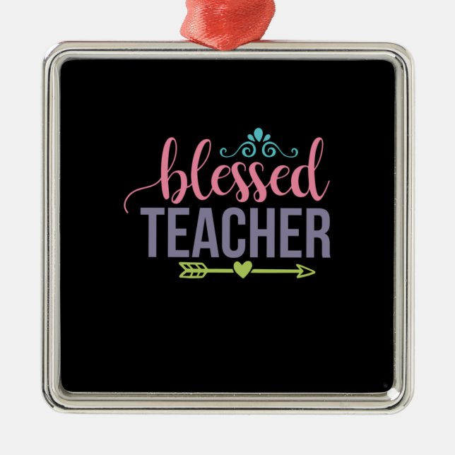 Teacher Art Blessed Teacher Metal Tree Decoration (Front)