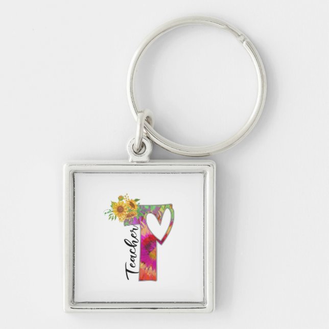 Teacher Art Flower Teacher Key Ring (Front)