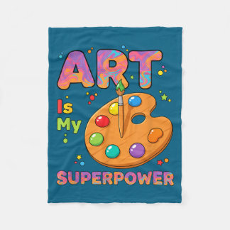 Teacher - Art Is My Superwer Art Teacher Drawing P Fleece Blanket