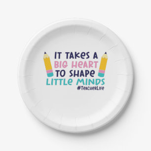Teacher Art It Takes A Big Heart Paper Plate