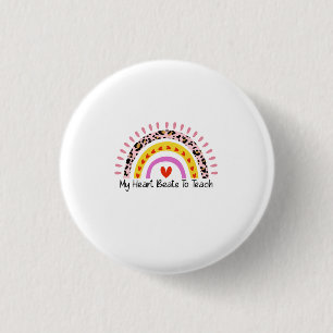 Teacher Art My Heart Beats To Teach 3 Cm Round Badge