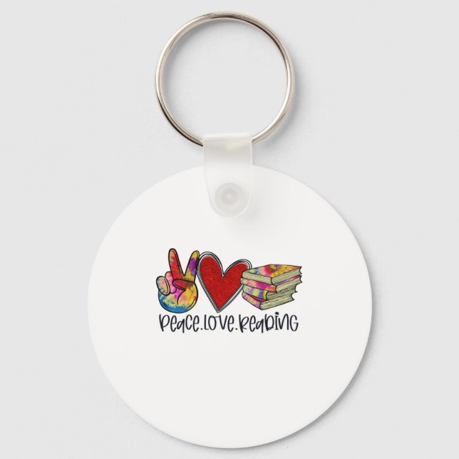 Teacher Art Peace Love Reading Key Ring (Front)