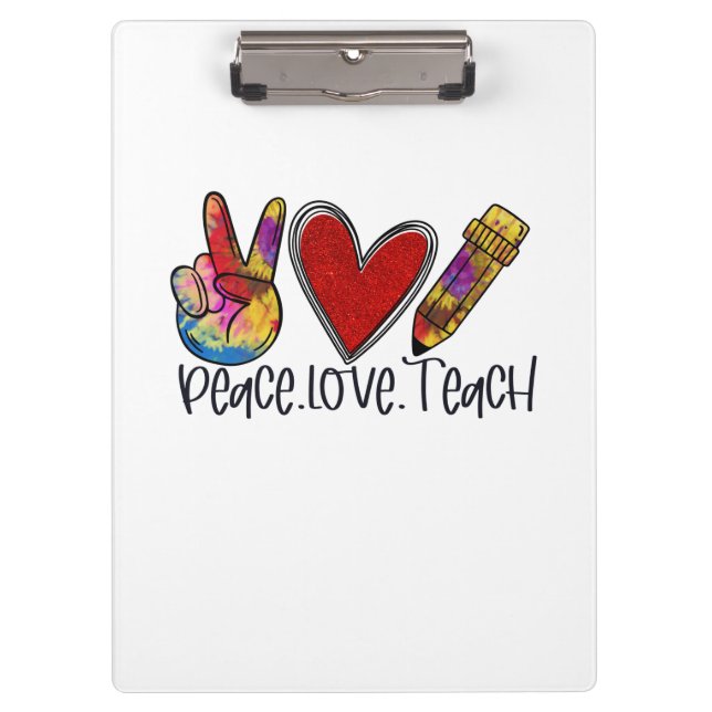 Teacher Art Peace Love Teach Clipboard (Front)