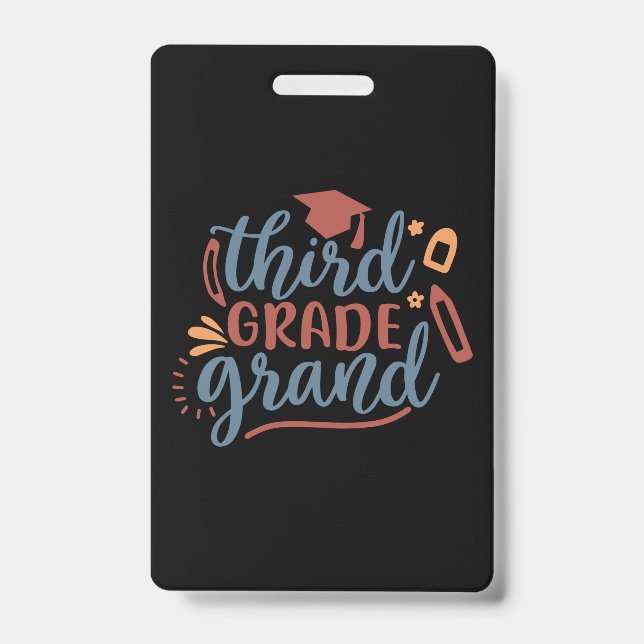 Teacher Art Third Grade Grand ID Badge (Front)