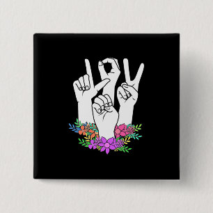 Teacher ASL Hand Sign 15 Cm Square Badge