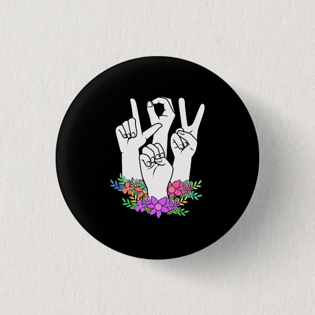 Teacher ASL Hand Sign 3 Cm Round Badge (Front)