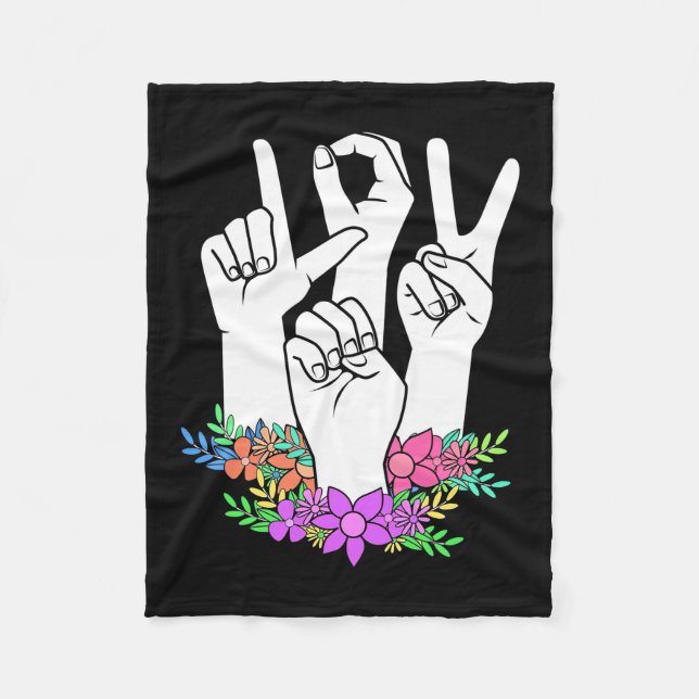 Teacher ASL Hand Sign Fleece Blanket (Front)
