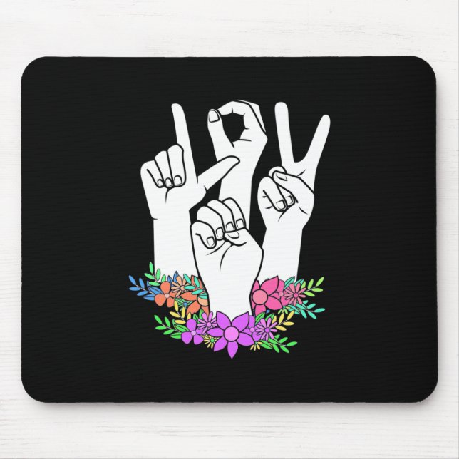 Teacher ASL Hand Sign Mouse Pad (Front)