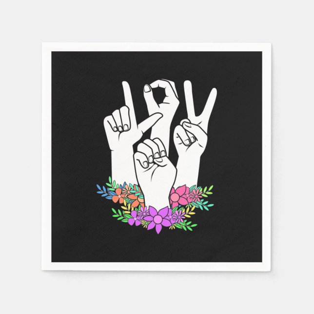 Teacher ASL Hand Sign Napkin (Front)