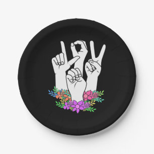 Teacher ASL Hand Sign Paper Plate