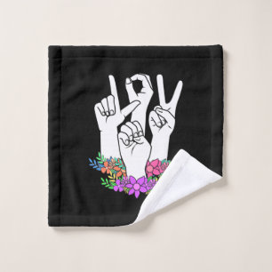 Teacher ASL Hand Sign Wash Cloth